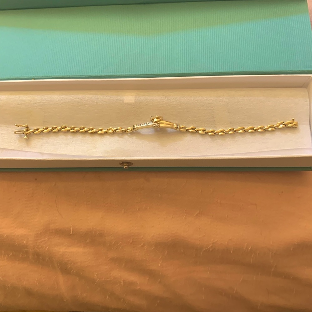 Beautiful Estate 14k Panther-link Diamond crisscross Bracelet